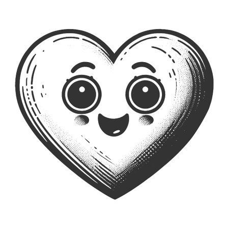 Cute Cartoon Heart Character with Big Eyes vectorのイラスト素材