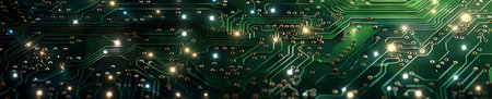 Green Circuit Board Electric Connections vector