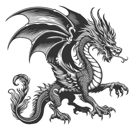 Dragon Detailed Wings and Tail vector illustrationのイラスト素材