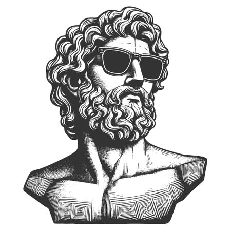 Classical Statue with Sunglasses engraving vectorのイラスト素材