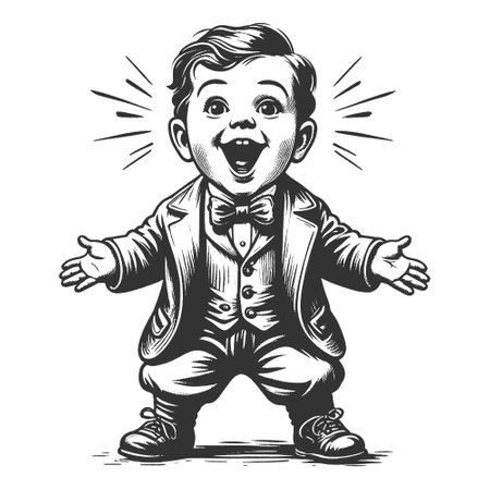 Surprised Boy Hands on Cheeks engraving vectorのイラスト素材