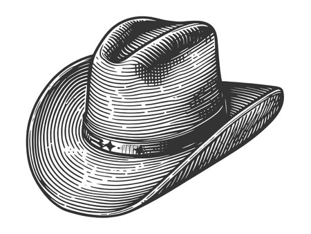 Cowboy Hat engraving sketch vector illustrationのイラスト素材