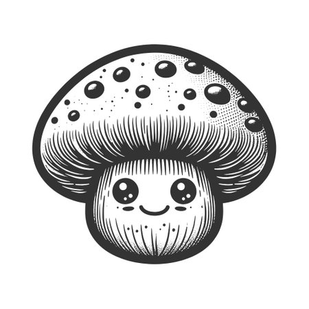 Cute Smiling Mushroom vector illustrationのイラスト素材