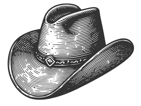 Cowboy Hat engraving sketch vector illustrationのイラスト素材