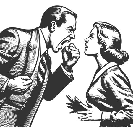 Angry Boss Yelling at Employee engraving vectorのイラスト素材