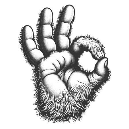 Monkey hand ok gesture sketch engraving rasterの写真素材