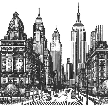 Cityscape with Skyscrapers vector illustrationのイラスト素材