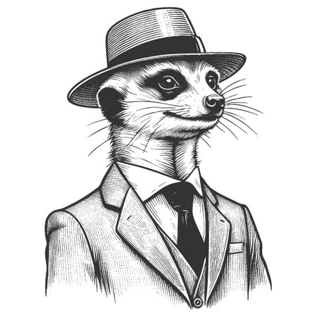 Stylish Meerkat Suit and Hat vector illustrationのイラスト素材
