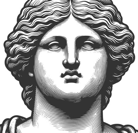 Greek statue engraving raster illustrationの写真素材