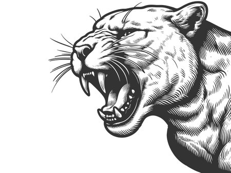 Aggressive Panther Head tattoo vector illustrationのイラスト素材