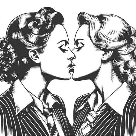 two businesswomen kissing raster illustrationの写真素材