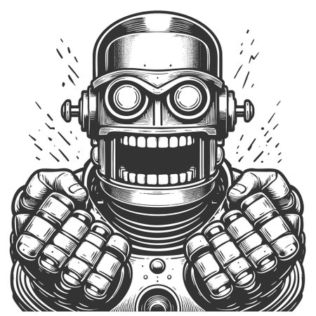 Angry vintage robot with gears vector illustrationのイラスト素材