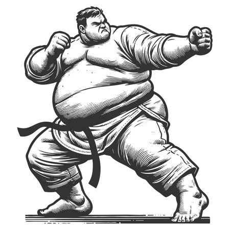 martial artist in a karate gi, showing strength, focus, and discipline in a powerful pose sketch engraving raster illustration. Scratch board imitation. Black and white image.の写真素材