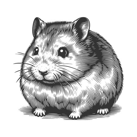 Hamster sketch engraving vector illustration. Scratch board imitation. Black and white image.のイラスト素材