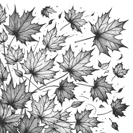 swirling leaves in motion, perfect for seasonal, botanical, or decorative design projects sketch engraving generative ai raster illustration. Scratch board imitation. Black and white image.の素材