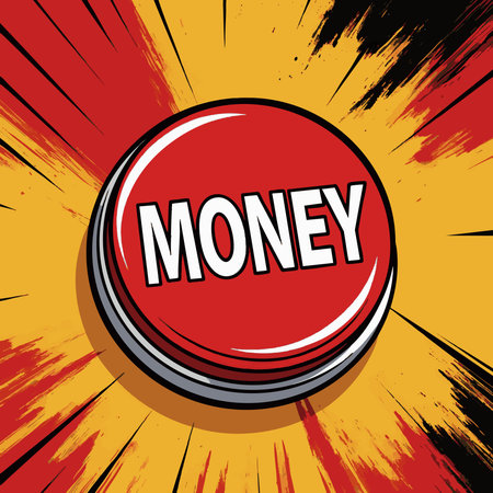 Money Button Pop Art Explosion Background. vector colorful pop art illustration.