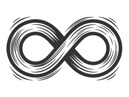 infinity symbol sketch engraving vector illustration. Scratch board imitation. Black and white image.のイラスト素材