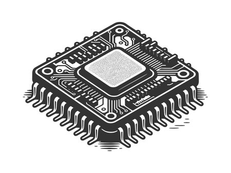 computer microchip with circuit connections, modern processors, digital technology, computing power,...
