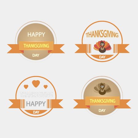 Set of icons on a theme of vintage Thanksgiving. Brown and orange colors.のイラスト素材