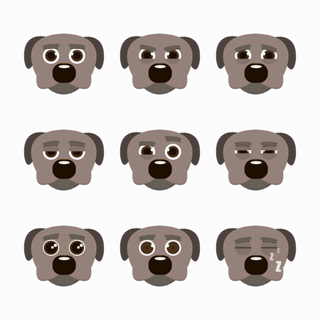 Set of cute dog emoticons. Vector illustration.のイラスト素材