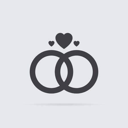 Wedding rings icon in flat style isolated on grey background. For your design, logo. Vector illustration.のイラスト素材