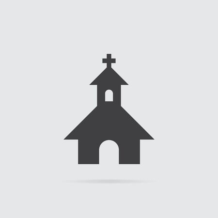 Church icon in flat style isolated on grey background. For your design, logo. Vector illustration.のイラスト素材