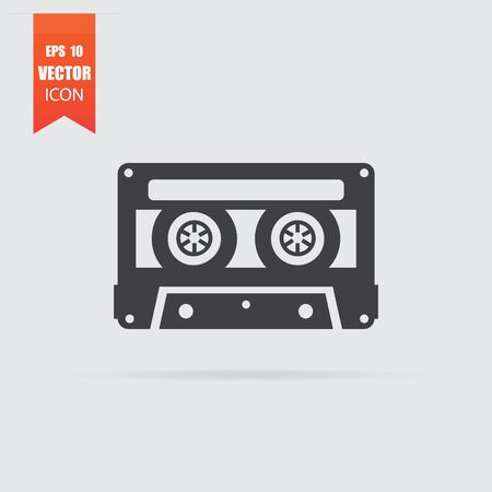 Cassette icon in flat style isolated on grey background. For your design, logo. Vector illustration.のイラスト素材