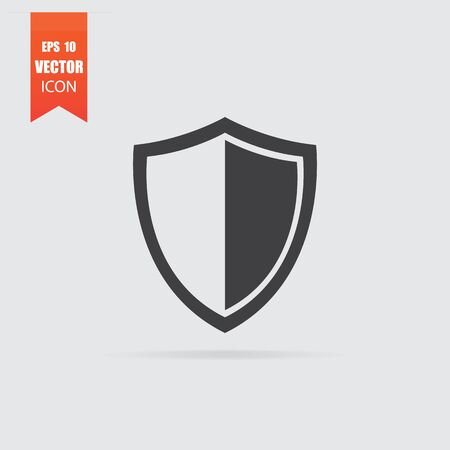 Shield icon in flat style isolated on grey background. For your design, Vector illustration.のイラスト素材