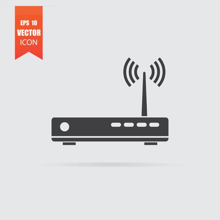 Router icon in flat style isolated on grey background. For your design, Vector illustration.のイラスト素材