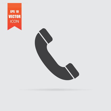 Handset icon in flat style isolated on grey background. For your design, Vector illustration.のイラスト素材