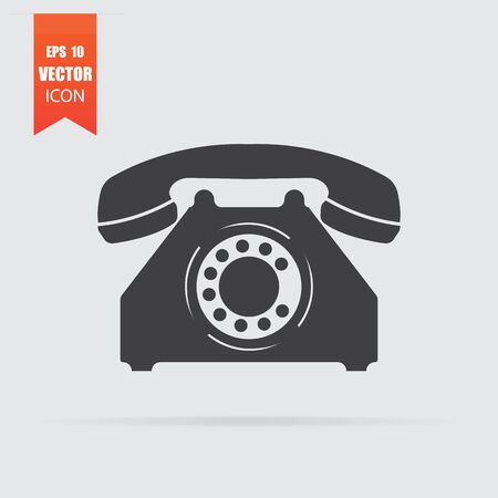 Phone icon in flat style isolated on grey background. For your design, Vector illustration.のイラスト素材