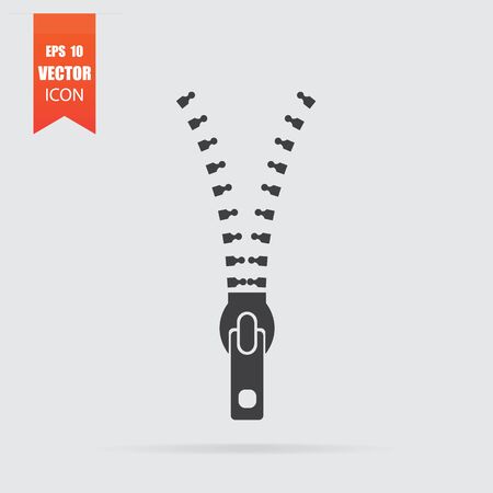 Zipper icon in flat style isolated on grey background. For your design, Vector illustration.のイラスト素材