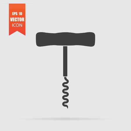 Corkscrew icon in flat style isolated on grey background. For your design. Vector illustration.のイラスト素材