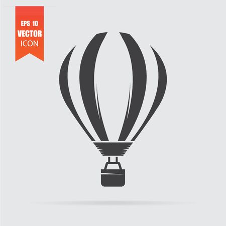 Hot air balloon icon in flat style isolated on grey background. For your design. Vector illustration.のイラスト素材