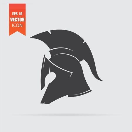 Spartan helmet icon in flat style isolated on grey background. For your design, logo. Vector illustration.のイラスト素材