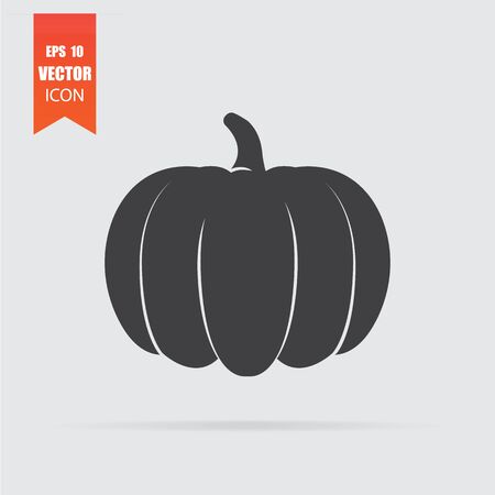 Pumpkin icon in flat style isolated on grey background. For your design, logo. Vector illustration.のイラスト素材