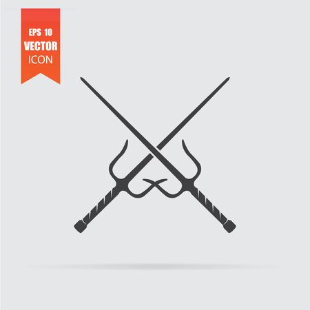 Sai weapon icon in flat style isolated on grey background. For your design, logo. Vector illustration.のイラスト素材