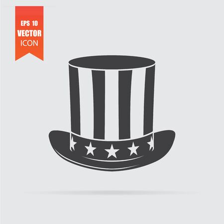 Uncle Sam hat icon in flat style isolated on grey background.のイラスト素材
