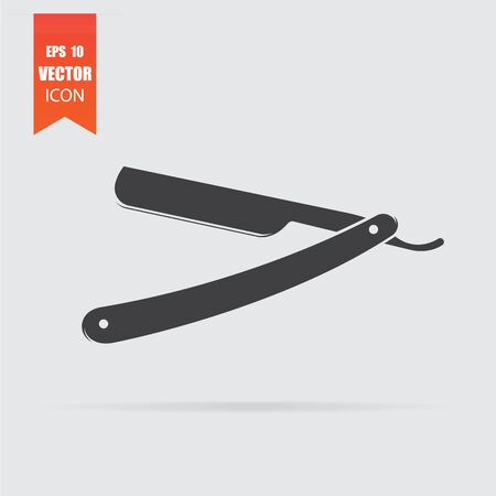 Straight razor icon in flat style isolated on grey background.のイラスト素材
