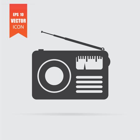 Radio icon in flat style isolated on grey background.のイラスト素材