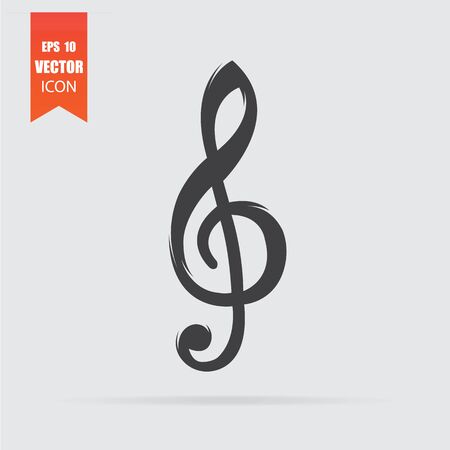 Treble clef icon in flat style isolated on grey background. For your design, logo. Vector illustration.のイラスト素材