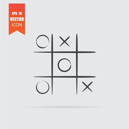 Tic tac toe icon in flat style isolated on grey background. For your design, logo. Vector illustration.のイラスト素材
