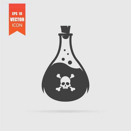 Poison icon in flat style isolated on grey background. For your design, logo. Vector illustration.のイラスト素材