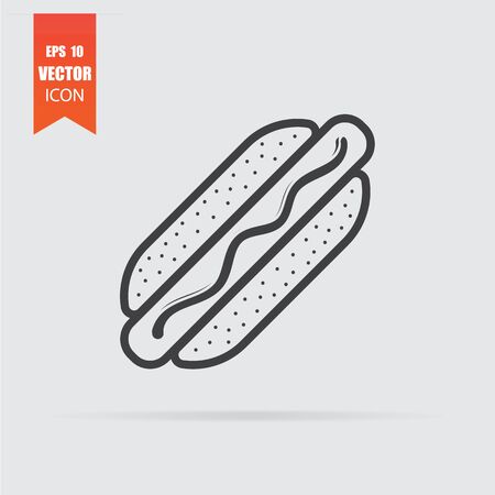 Hot dog icon in flat style isolated on grey background. For your design, logo. Vector illustration.のイラスト素材