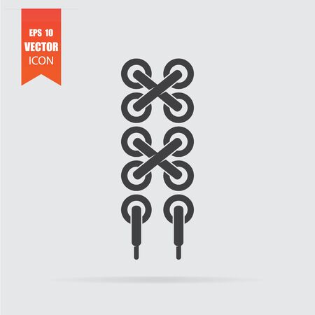 Shoelace icon in flat style isolated on grey background. For your design, logo. Vector illustration.のイラスト素材
