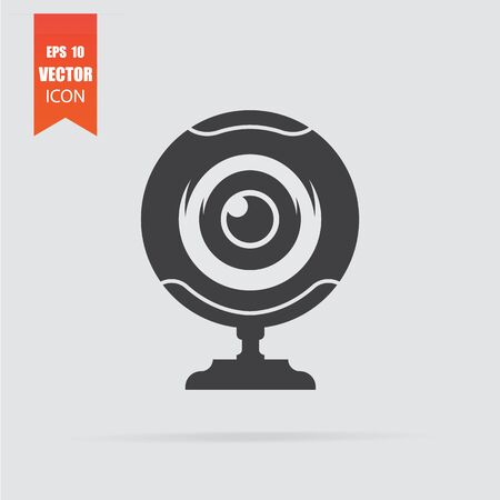 Web camera icon in flat style isolated on grey background. For your design. Vector illustration.のイラスト素材
