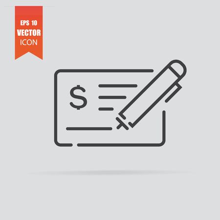 Money check icon in flat style isolated on grey background.のイラスト素材