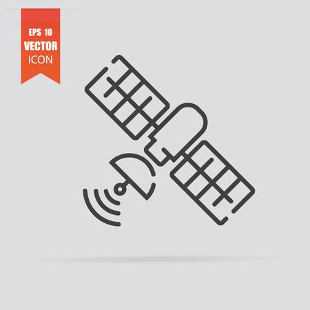 Satellite icon in flat style isolated on grey background. For your design. Vector illustration.のイラスト素材