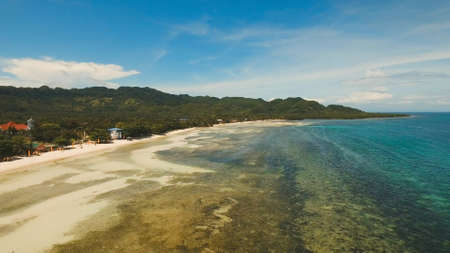 Aerial view of tropical beach on the island Bohol, Anda area, Philippines. Beautiful tropical island...