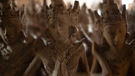 Hindu and Buddhist wooden carving. souvenir shop selling souvenirs and handicrafts of Bali at famous...